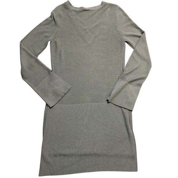 Free People Cut Out Criss Cross Front Green Tunic Sweater Split Cuffs Size M - Picture 3 of 5